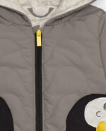 Giacca trapuntata per bambino in grigio con cappuccio con motivo pinguino - immagine 4