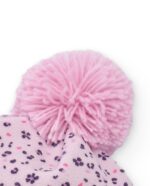 Berretto rosa per bambina con stampa floreale e pompon - immagine 2