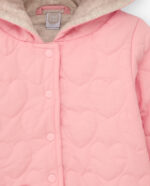 Giacca trapuntata per bambina in rosa con cappuccio decorato - immagine 4